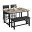 Ensemble de table de salle à manger 4 pièces gris, table de cuisine avec banc rembourré et chaises, mobilier de salle à manger peu encombrant pour petits appartements