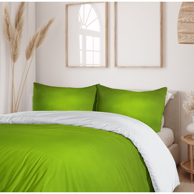 Sage Green Microfiber Queen Duvet Cover Set with Pillow Shams