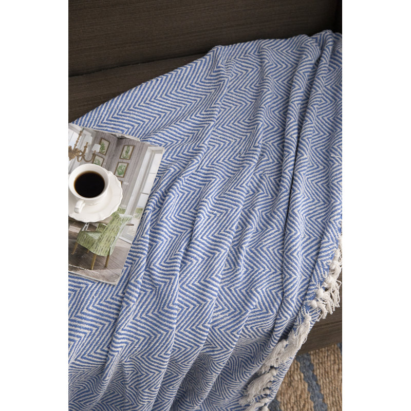  Couverture ou jeté, Treillis / géométrique, Bleu / blanc