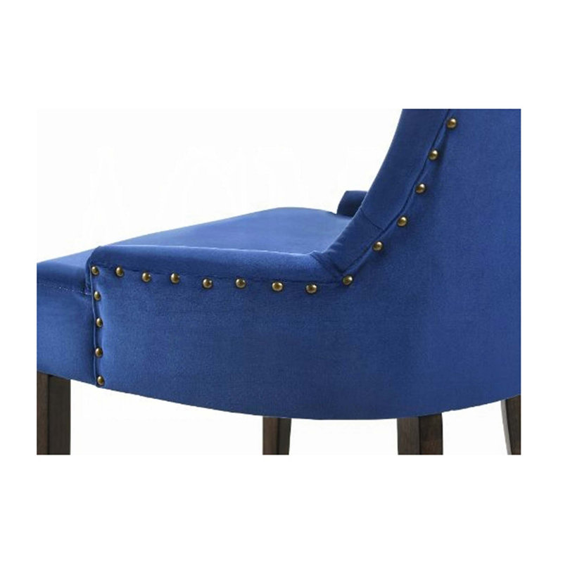 Ensemble de 2 chaises de salle à manger rembourrées en velours, Bleu