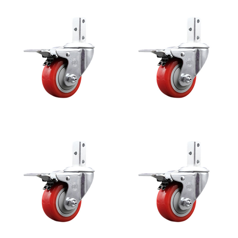 Jeu de roulettes pivotantes / carrées, Rouge