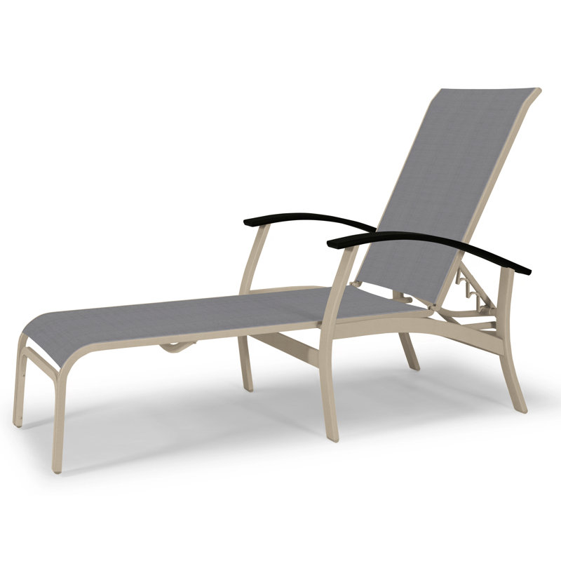 Askar Outdoor Rust-Resistant Metal Chaise Lounge, Black P70, Textured Desert, Titanium Sunbrella®