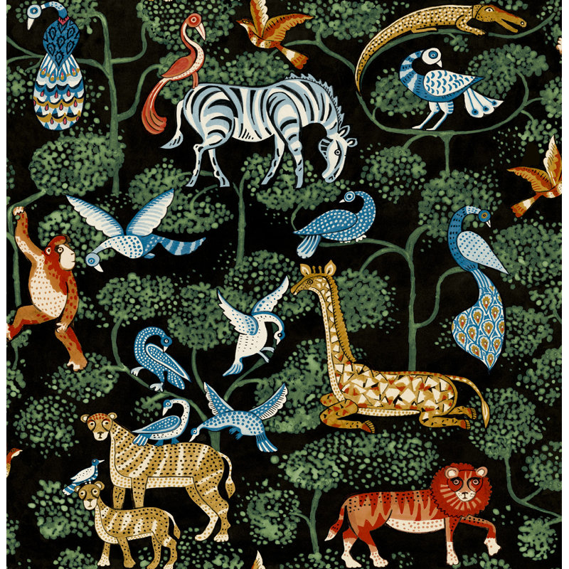 Rigby Jungle Animals Wallpaper, Black