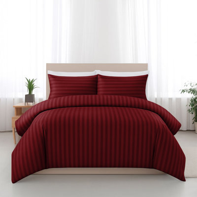 Haffa Microfiber Striped Duvet Cover Set with Pillowcases Included