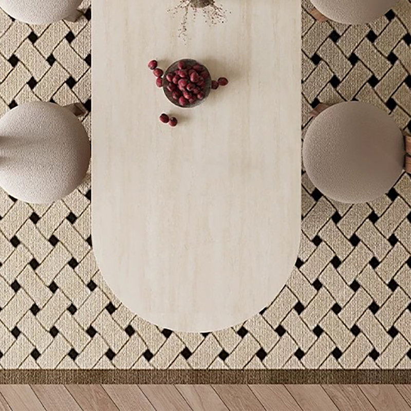 Table de salle à manger en marbre crème pour la maison, H 29,5 po x L 55,1 po x l 31,5 po