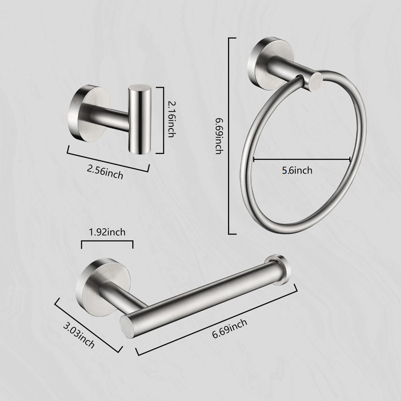 3 - Piece Bathroom Hardware Set, Brushed Nickel