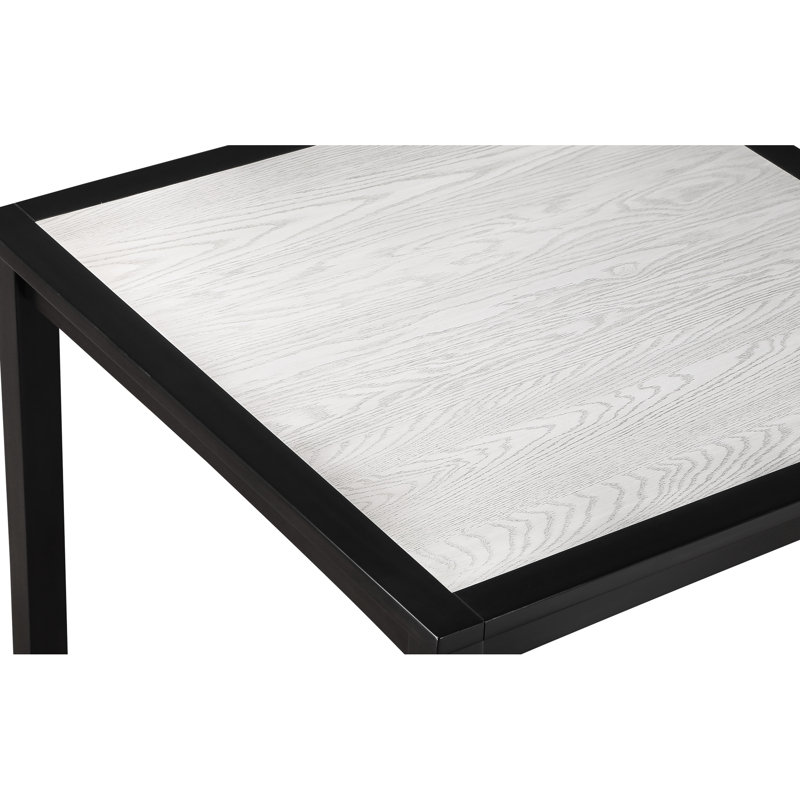 Table de bout moderne de 5 pièces avec table carrée et chaises rembourrées de couleur bicolore pour la salle à manger au fini brun foncé
