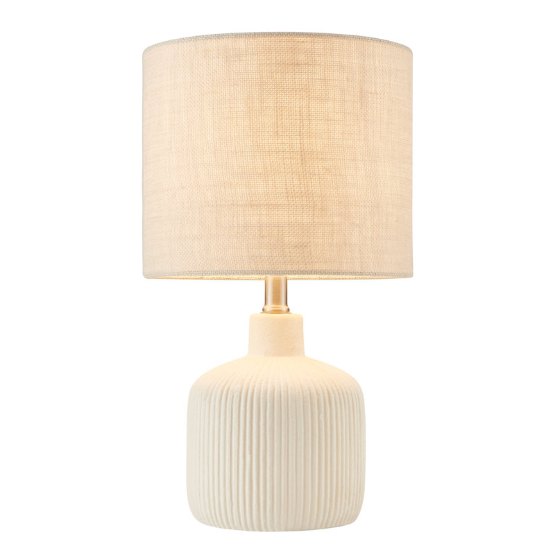 17.75 Cream White Ceramic Table Lamp, 17.75" H x 10" W x 10" D