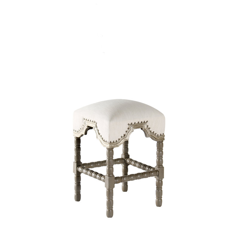 Tabouret de comptoir 27 po Tarver, Tissu blanc cassé