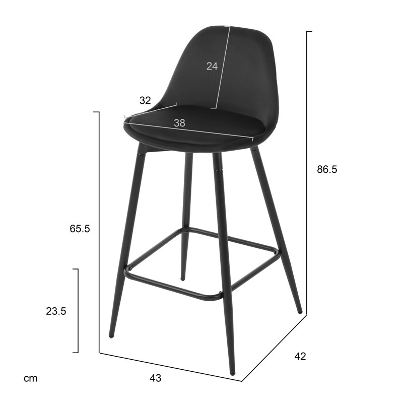 Counter Stool, Black Velvet, 1