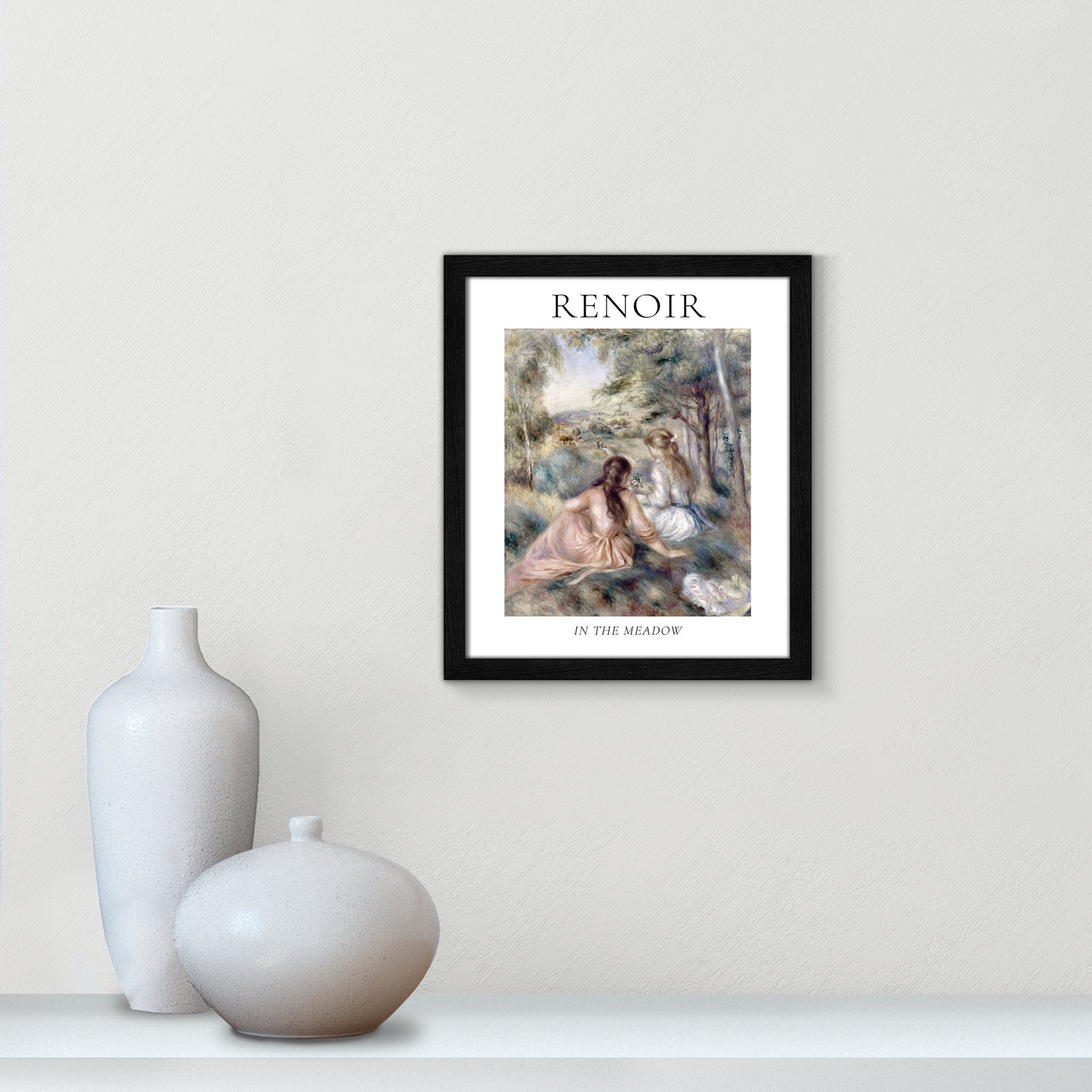 Old Masters Collection "In the Meadow" Print, No, Black Single Picture Frame, 15" H x 13" W x 0.75" D