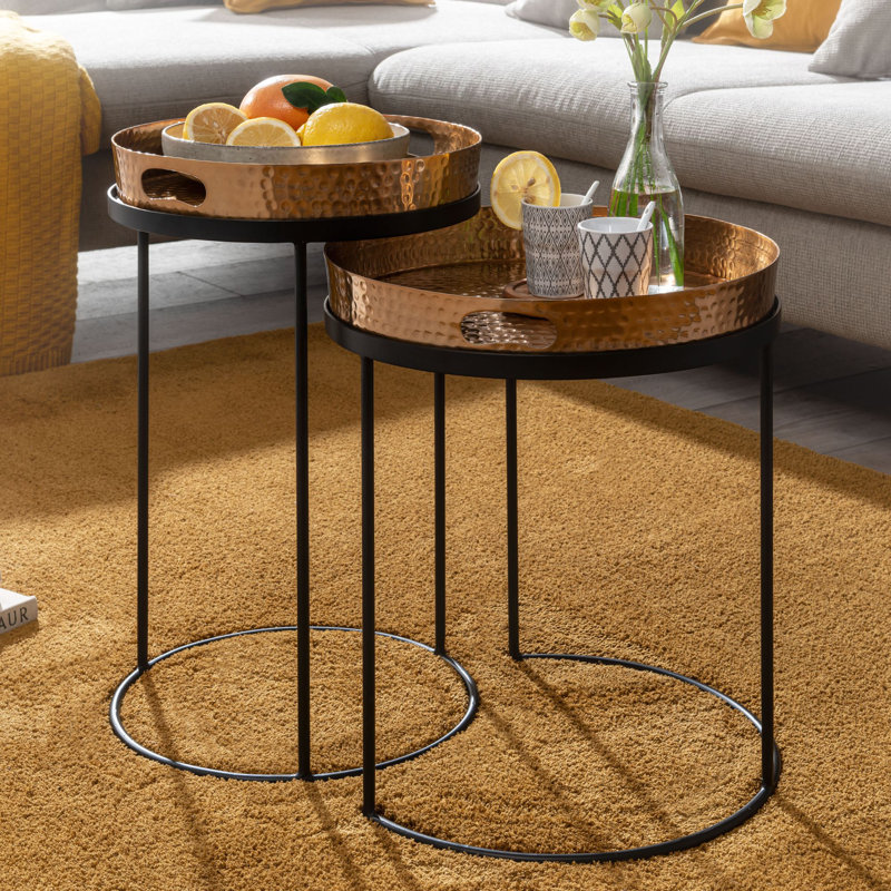 Flaxton Living Room Table Set, Gold