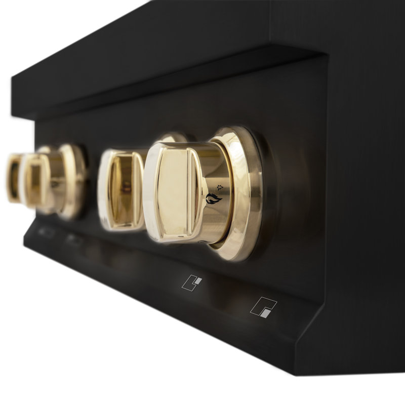 ZLINE Autograph Edition 30 in. Legacy Gas Rangetop with 4 Burners and Porcelain Cooktop in Black Stainless Steel