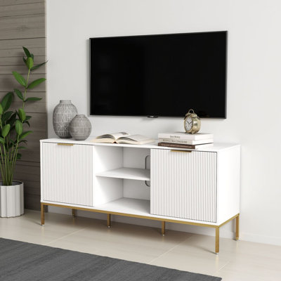 Wave-Design TV Stand – 47" Modern Media Console with Artistic Flair & Custom Storage