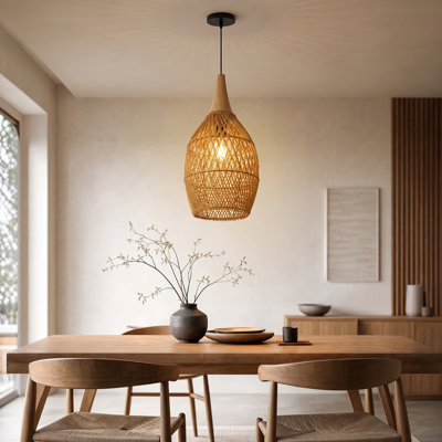 Luminaire suspendu géométrique naturel à 1 lumière Corlyn