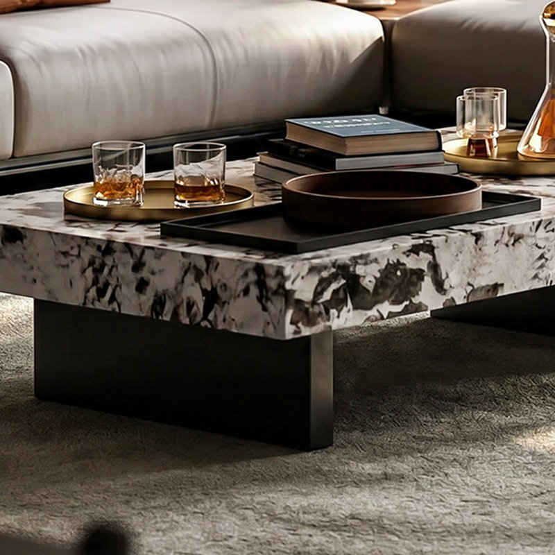 Table basse Luxury-lite rectangulaire en marbre, H 11,8 po x l 59,1 po x P 35,4 po
