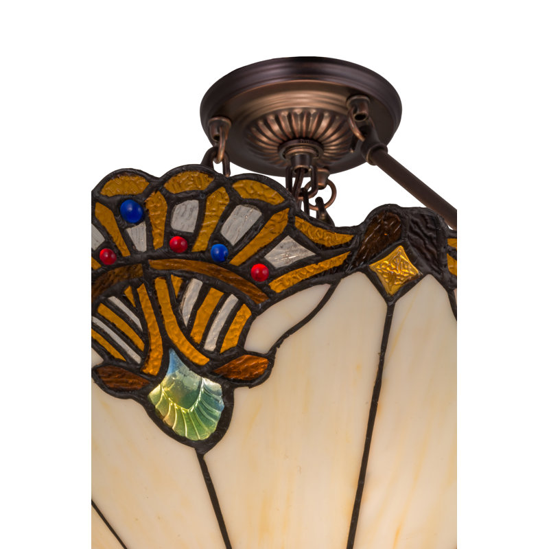 Tiffany Style 20" Bronze Glass Pendant Light