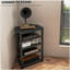 Meuble télé, tablettes de rangement et cadre en acier pour la chambre à coucher, noir-898569741