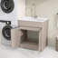 Armoire de buanderie autoportante gris clair 30 po x P 21,5 po x H 36,3 po avec lavabo intégré à surface solide, rangement à deux portes, pré-assemblé