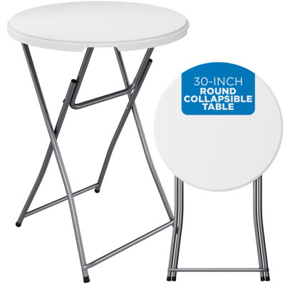 Round Folding Table,31.5" Round, White Plastic
