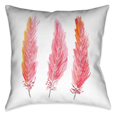 Coussin décoratif plumes rose