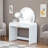 Makeup Vanity Table With Touch Screen Lighted Mirror, Dressing Table With A Drawer And Curved Edges