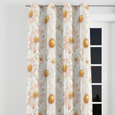 Teens Flowers Room Darkening Curtains - Cheerful Bakar Twin Grommet Curtain - 1 Panel