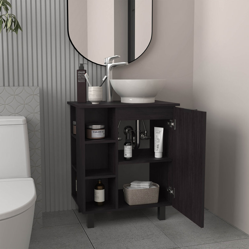Meuble-lavabo autoportant Allegra, Noir