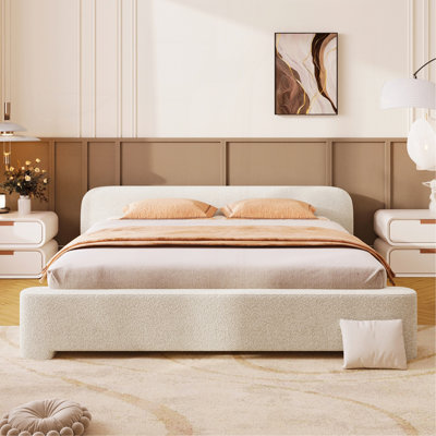 [Lit douillet rembourré blanc Bouce [- Un ajout de rêve à votre chambre à coucher, Queen