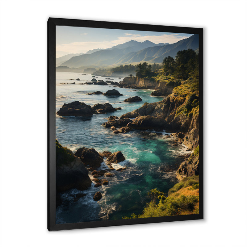 «USA Big Sur California Landscape II», art mural États-Unis, H 40 po x l 30 po x P 1,5 po, Cadre simple noir