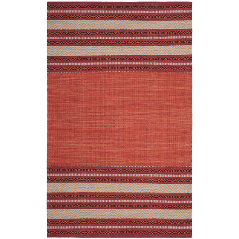 Bokara Hills Hand Woven Cotton Striped Rug, Rectangle 5' x 8'