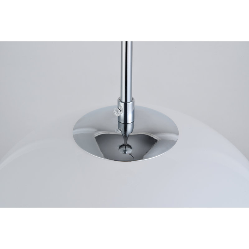 Luminaire suspendu sphérique simple à 1 lumière Snead, Chrome, Blanc givré, H 72 po x l 11,8 po x P 11,8 po