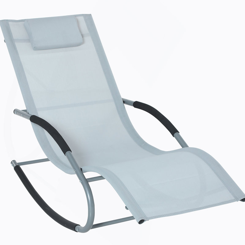 Chaise berçante Zero Gravity avec coussin amovible et tissu résistant aux intempéries pour la détente en plein air, le patio, la terrasse et la piscine
