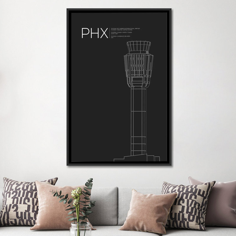 «Air Sky Control Towers Series», impression sur toile «Phoenix Sky Harbor», H 60 po x l 40po x P 1,5 po, Pas de tapis