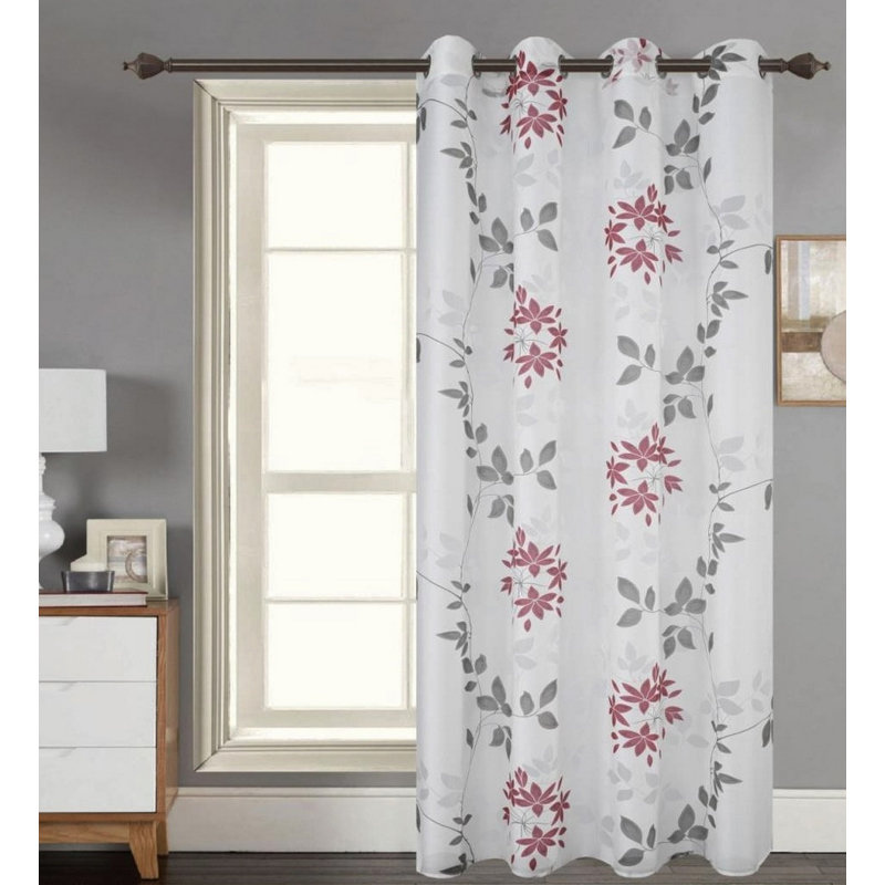 Paire de rideaux transparents avec œillets, 54 po x 63 po, Rouge