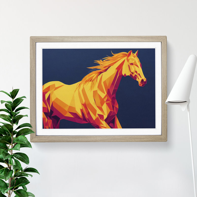 Delicious Horse Abstract - Single Picture Frame Print, 46cm H x 64cm W x 2cm D, Oak