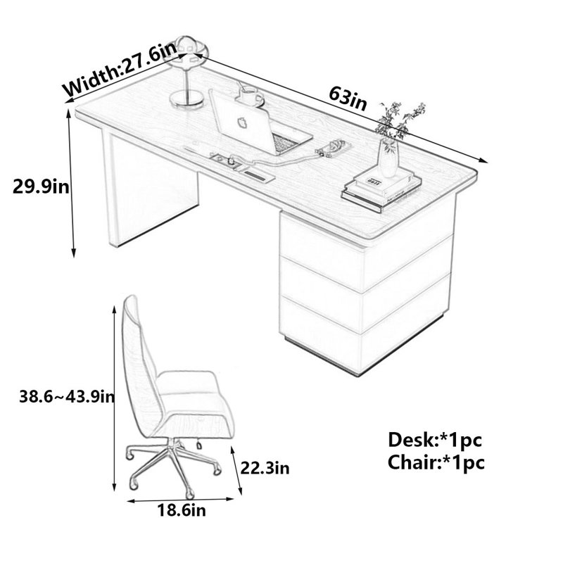 Monde, H 29,9 po x l 63 po x P 27,6 po