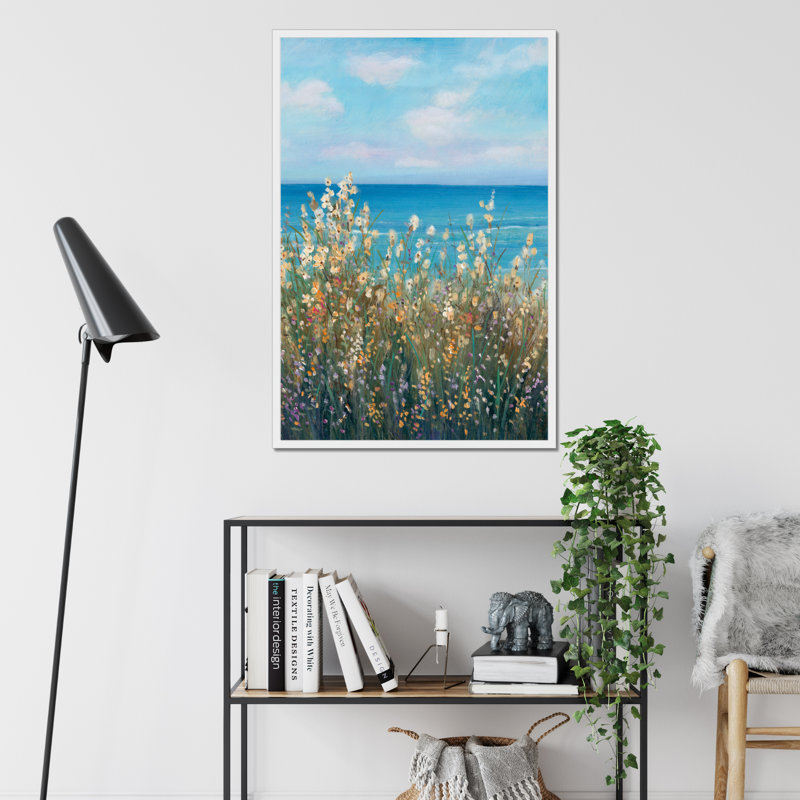 Flowers at the Coast II by Timothy O' Toole - Wrapped Canvas Painting, 95cm H x 65cm W, White Framed Paper Print