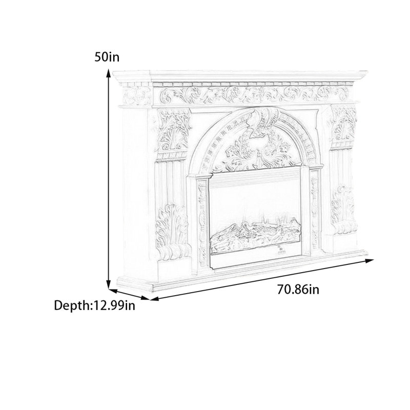 Foyer sculpté rétro moderne et simple, Blanc, H 50 po x l 70,86 po x P 12,99 po