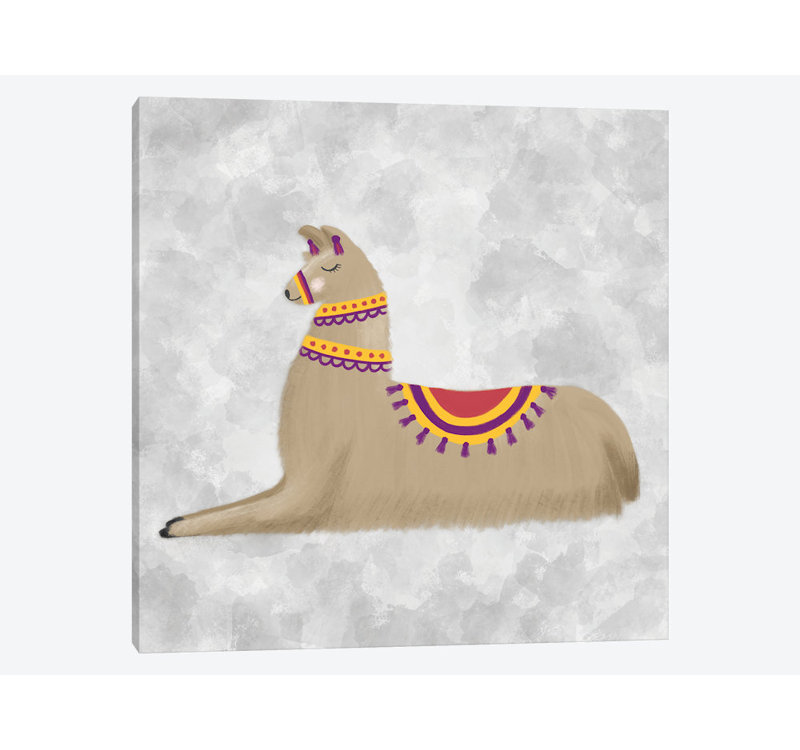 « jolie llama ii », impression sur toile tendue, H 37 po x l 37 po x P 1,5 po, Toile tendue, Pas de tapis