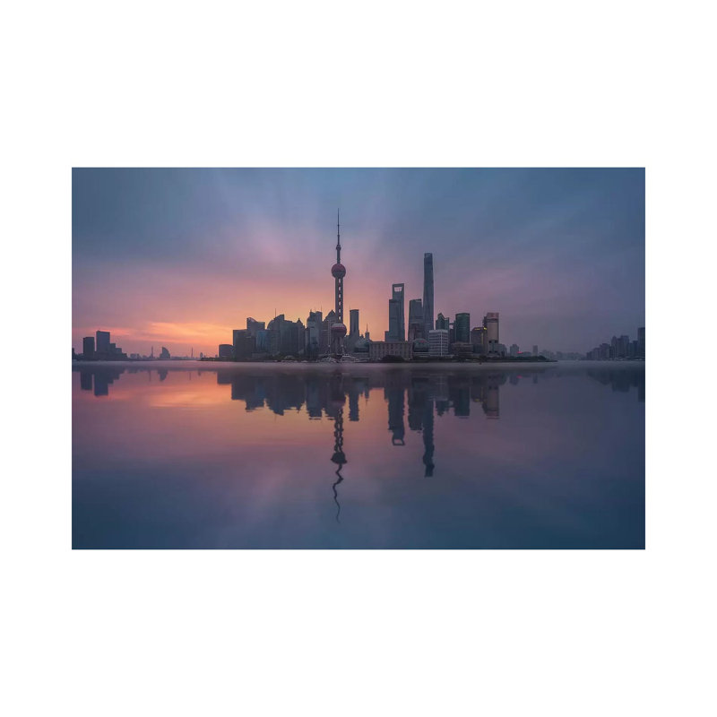 Sunrising Shnaghai by Javier De La Torre - Wrapped Canvas Print, 20.32cm H x 30.48cm W x 1.91cm D