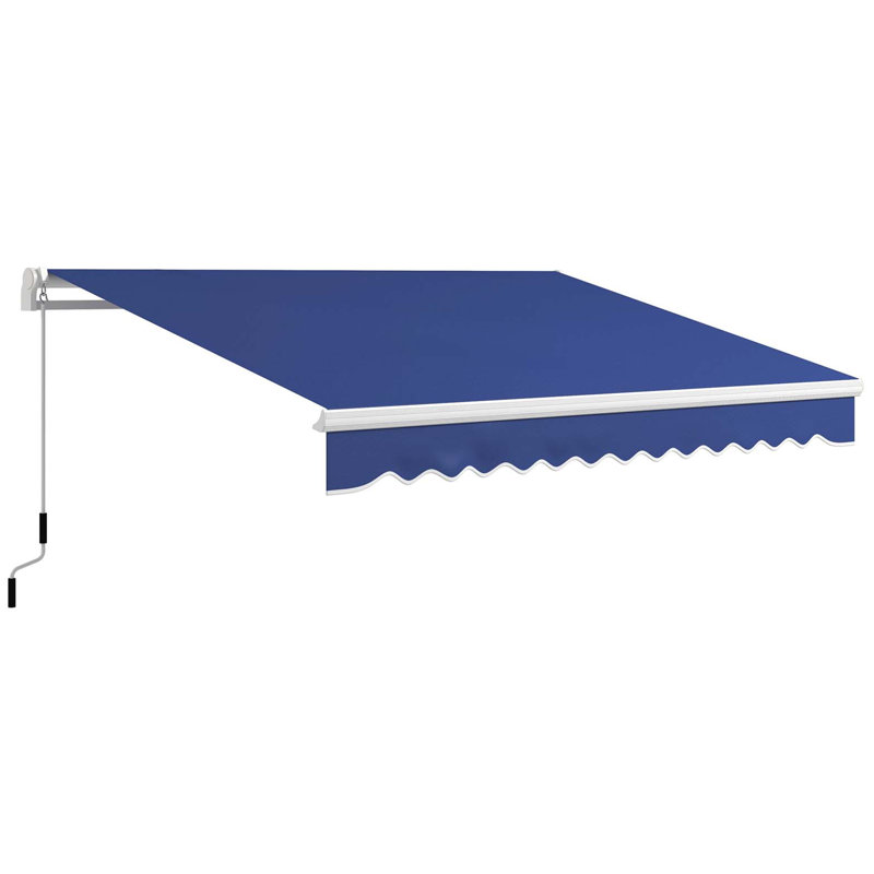 Auvent rétractable Outsunny, abri de terrasse pour auvent avec poignée à manivelle, tissu résistant aux rayons UV de 280 g / m² et structure en aluminium pour terrasse, balcon, cour