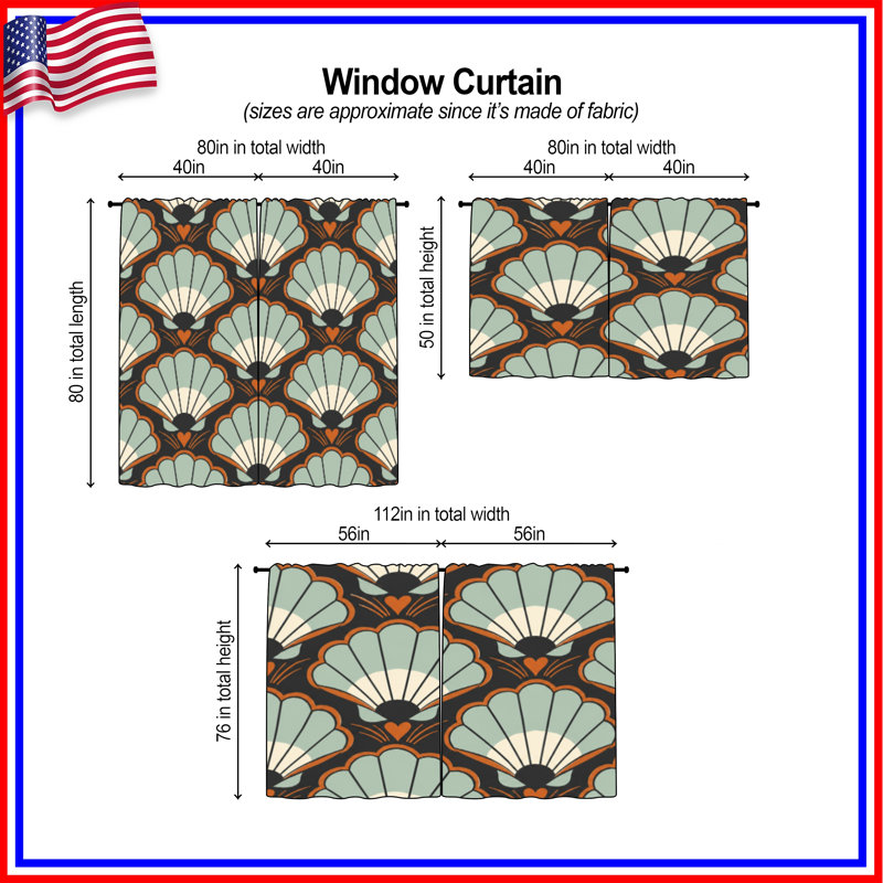 Motif de rideaux de fenêtre Art Deco, 40in x 52in - 2 panels, Room Darkening