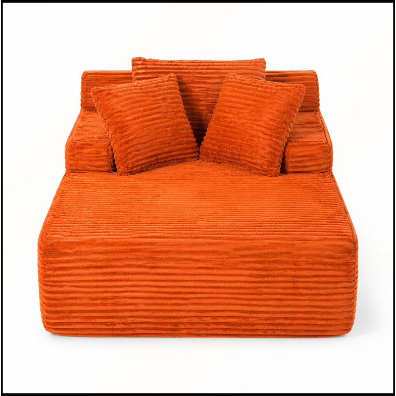 Canapé-lit surdimensionné de 66 po avec coussins surdimensionnés et sans os, Orange Corduroy, Orange