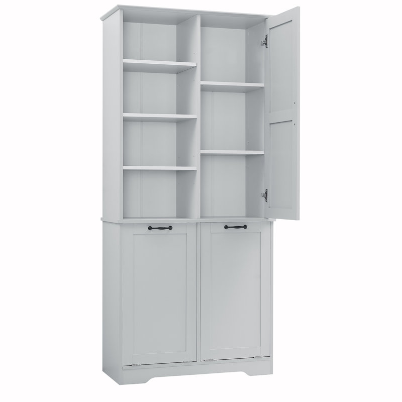 Armoire de rangement de salle de bain avec portes, Gris