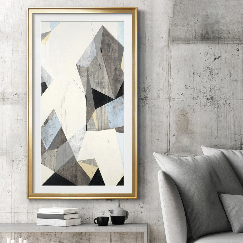 LOFI II - reproduction d'art, H 10,5 po x l 18,5 po x P 1,5 po, Papier encadré doré, Blanc
