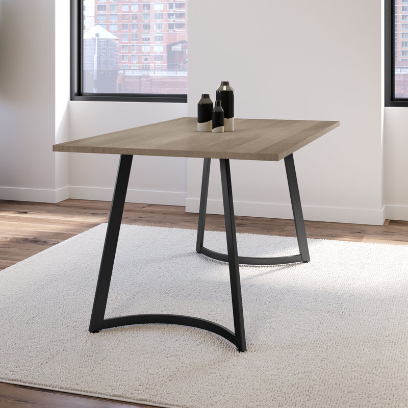 Table de salle à manger l 36 po x L 60 po, Plateau beige clair / base noire