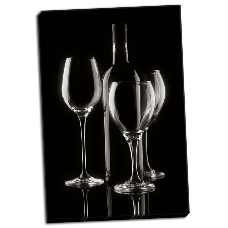 « wine bouteille & verres », reproduction de photo sur toile tendue