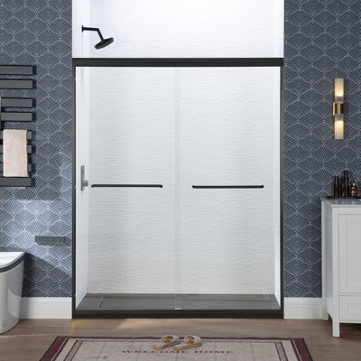 Double porte de douche coulissante de 44 à 48 po de largeur x 72 po de hauteur avec verre trempé transparent de 1/4 po (6 mm)
