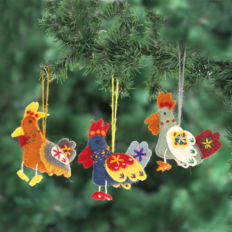 2.6'' Handmade Fabric Animals Holiday Shaped Ornament